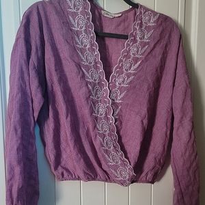 Blouse with Floral embroidery - Casual Top